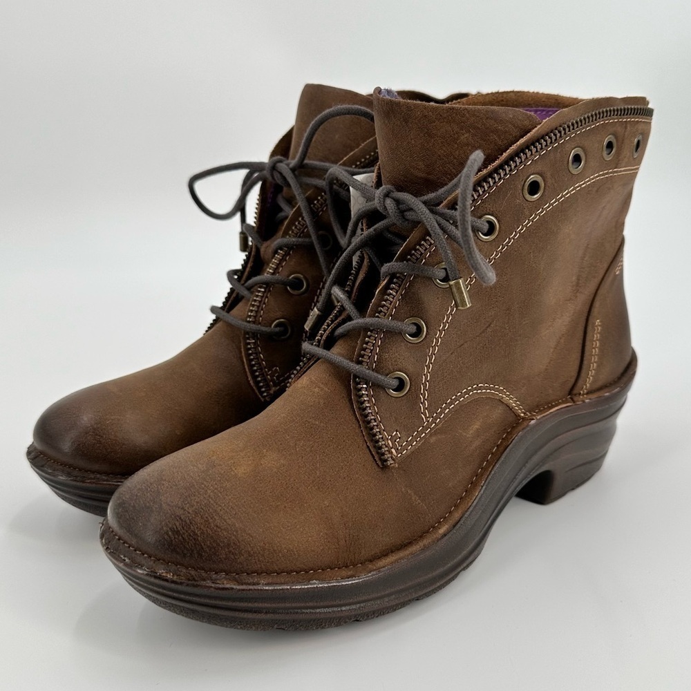 Bionica NWT Rangley Brown Leather Lace Up Bright Interior Detailed Boots Size 8M - Picture 2 of 16